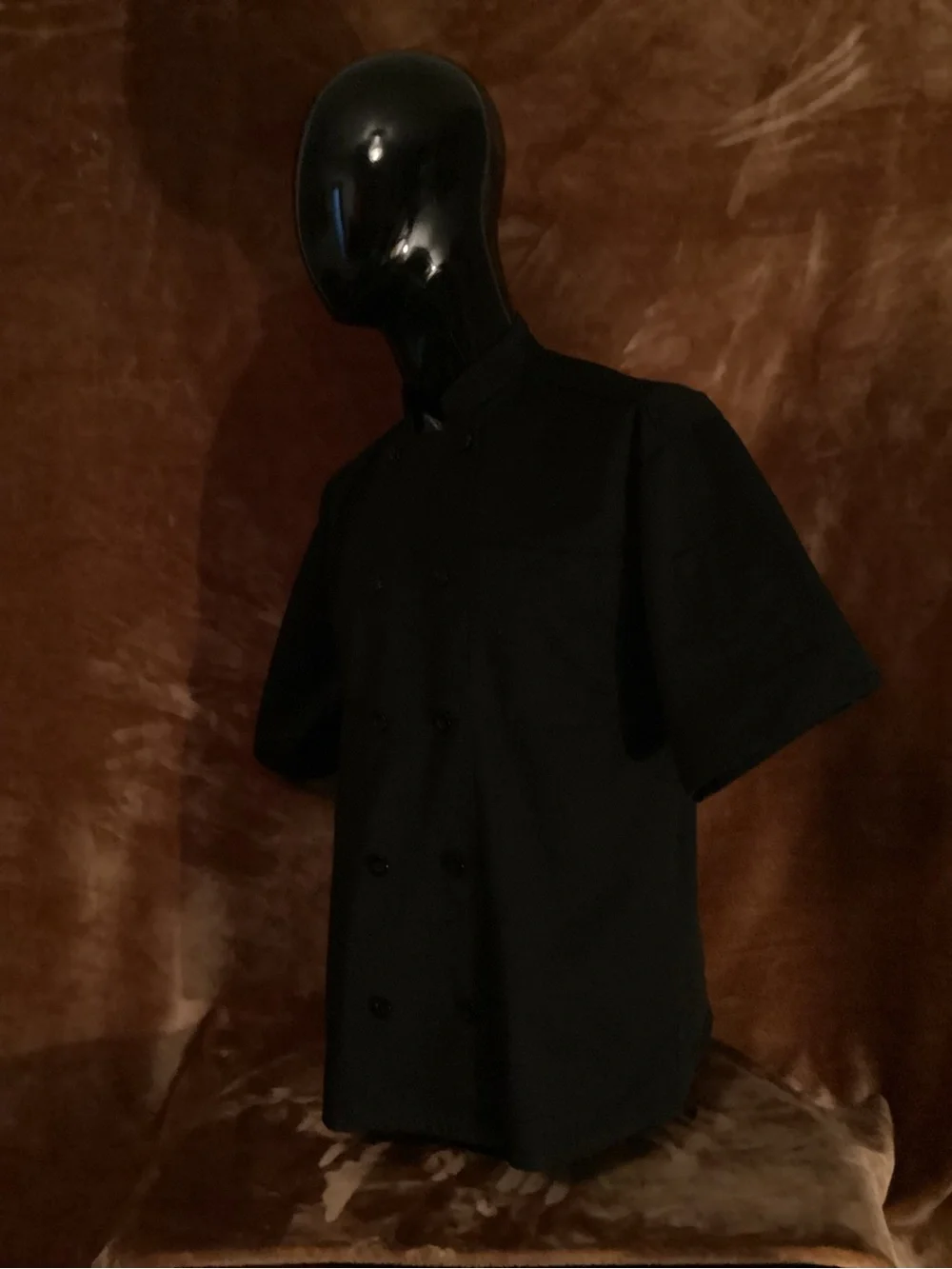 Men's Black Short-Sleeve Double-Breasted Chef Shirt